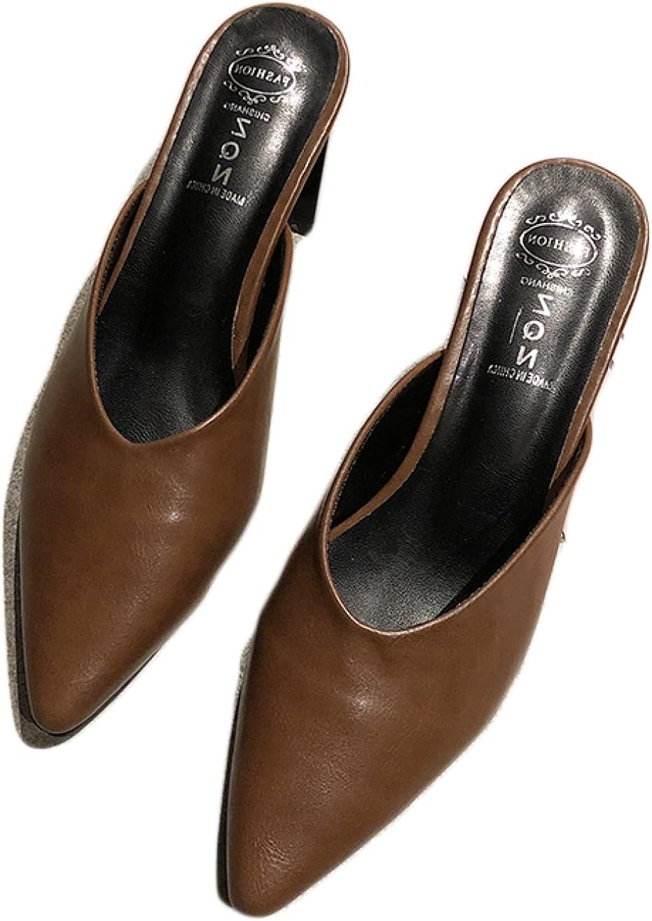 レディースサンダル ミュール Vカット カジュアル スリッパパンプス フォーマル オフィスサンダル ヒール7cm かかとなし ハイヒール ポインテッドトゥ 女っぽ 歩きやすい 疲れない デイリー 通勤