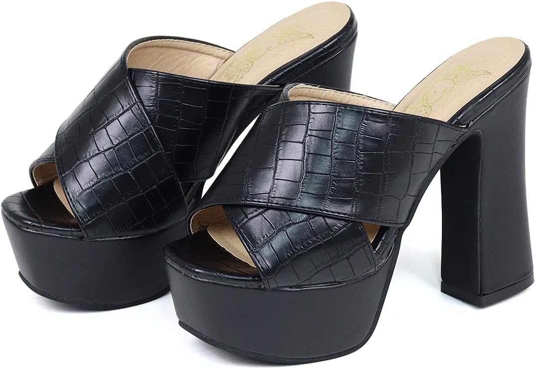 1551 スクエアトゥ厚底ストームクロスサンダル 12.5cmチャンキーヒール レディース