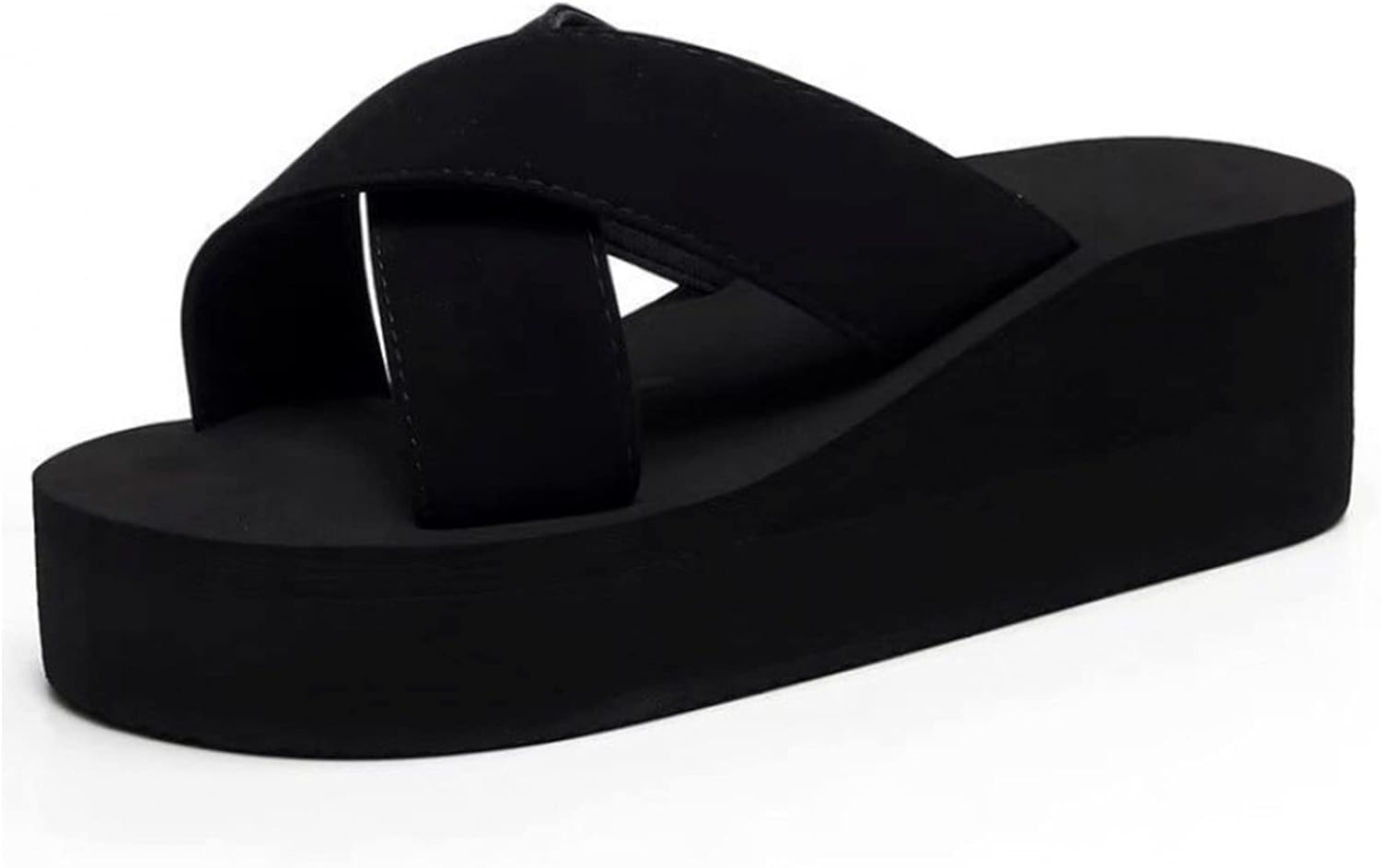 厚底 サンダル レディース クロス ミュール ソール 美脚 ヒール オフィス 黒 ビーチ シンプル 軽 さんだる