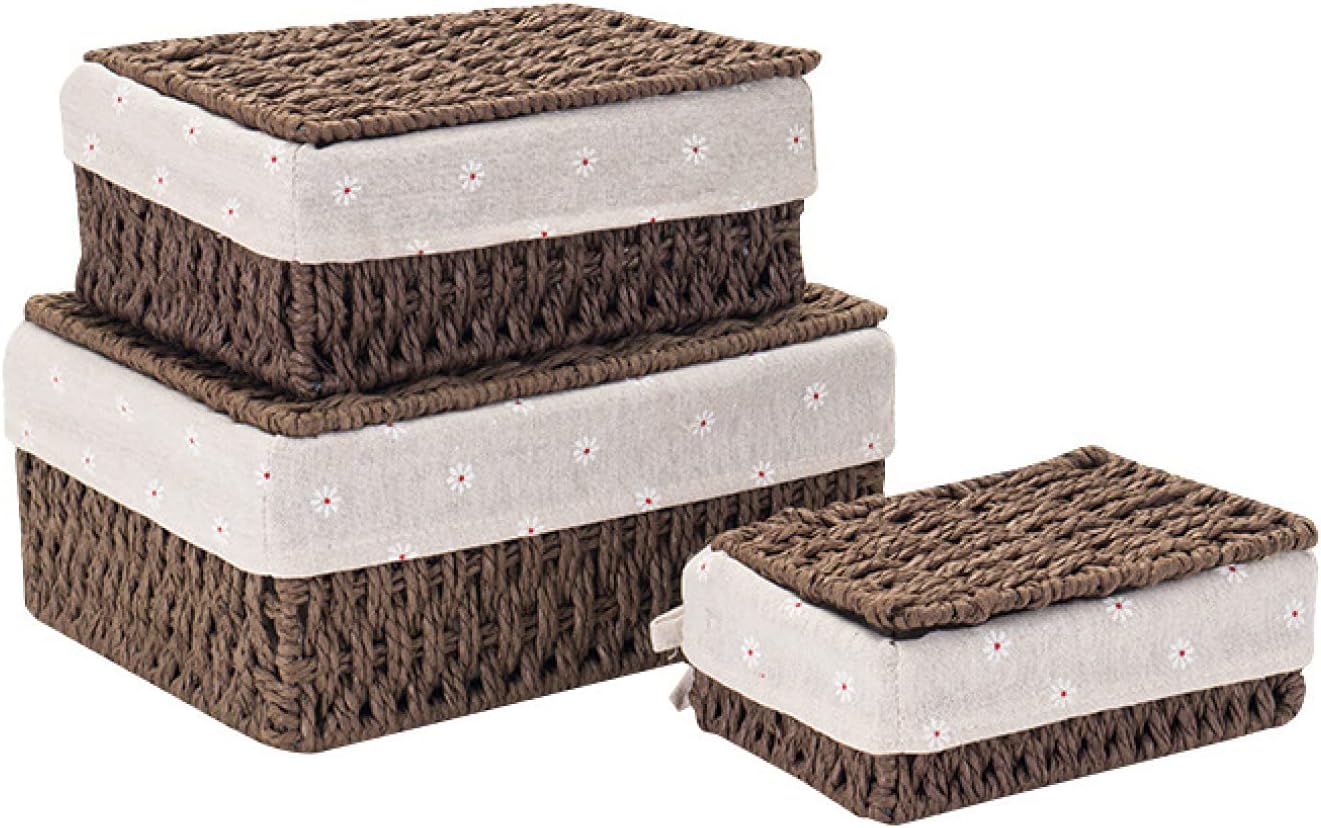 収納バスケット ふた付き 浅型 田園風 フルーツバスケット 小物収納かご S*1 収納カゴ インナー 取って..