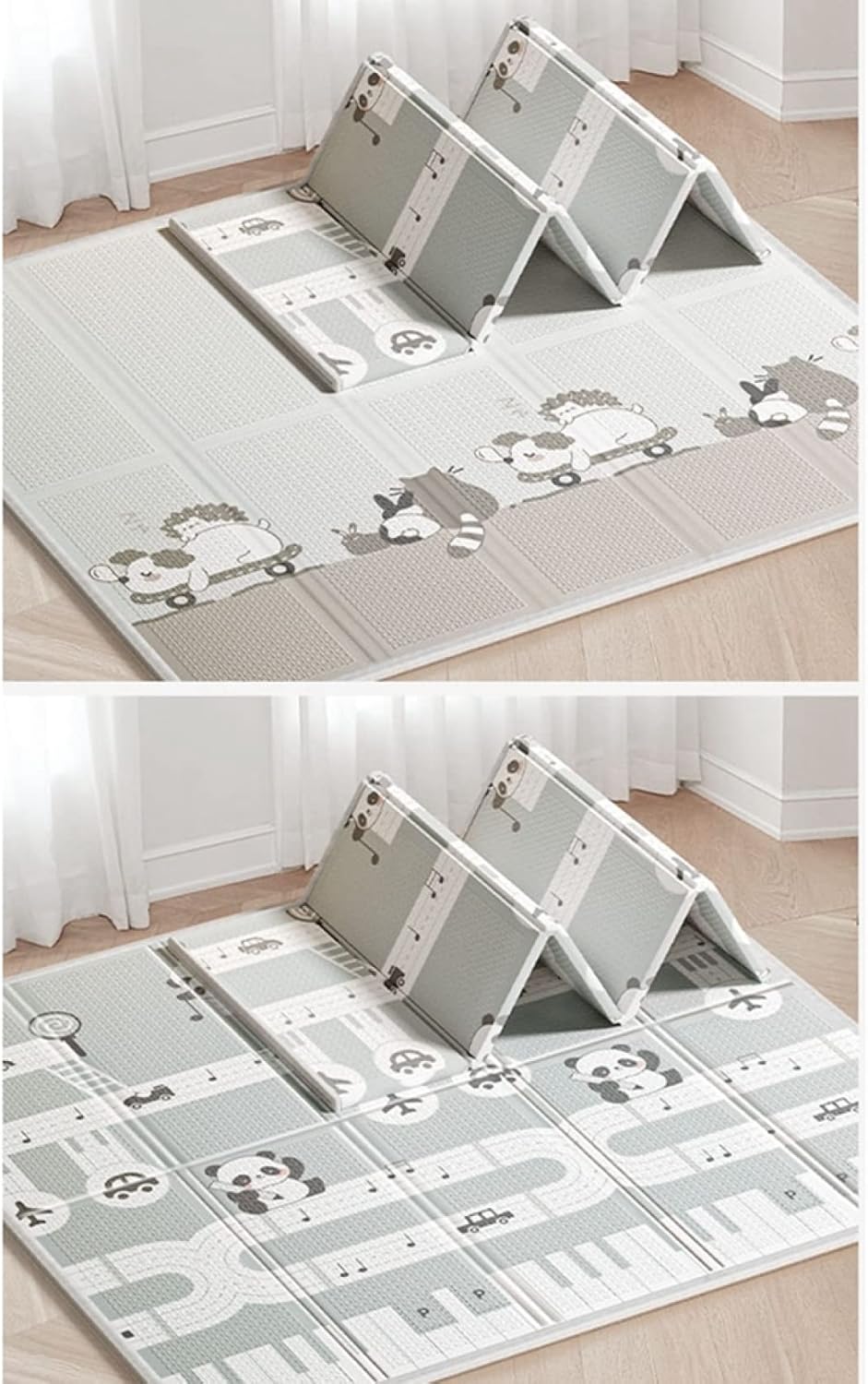 ベビープレイマット 178*200*2cm 折り畳み式 可愛い動物 防水 子供 おしゃれ キッズ用プレイマット 両面使用可 収納 薄手 安全 無毒 無味 防音 衝撃緩和 清掃簡単 安全素材 出産祝い