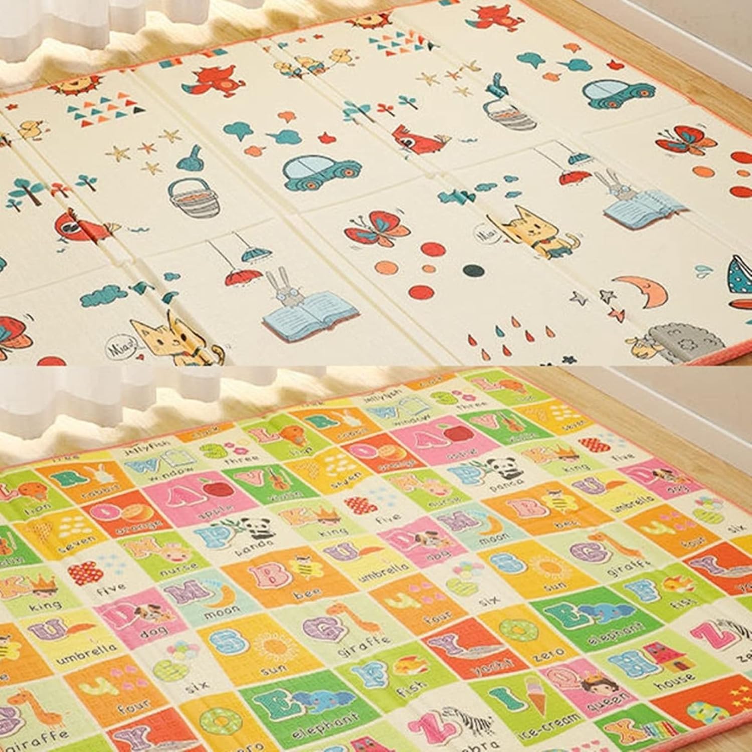 ベビーマット 180*160*1.5cm おしゃれ 折り畳み式 ジョイントマット 赤ちゃん シンプル 両面使用可 キッズ用プレイマット 防水 防音 衝撃緩和 安全 無毒 無味 出産祝い ルームマット