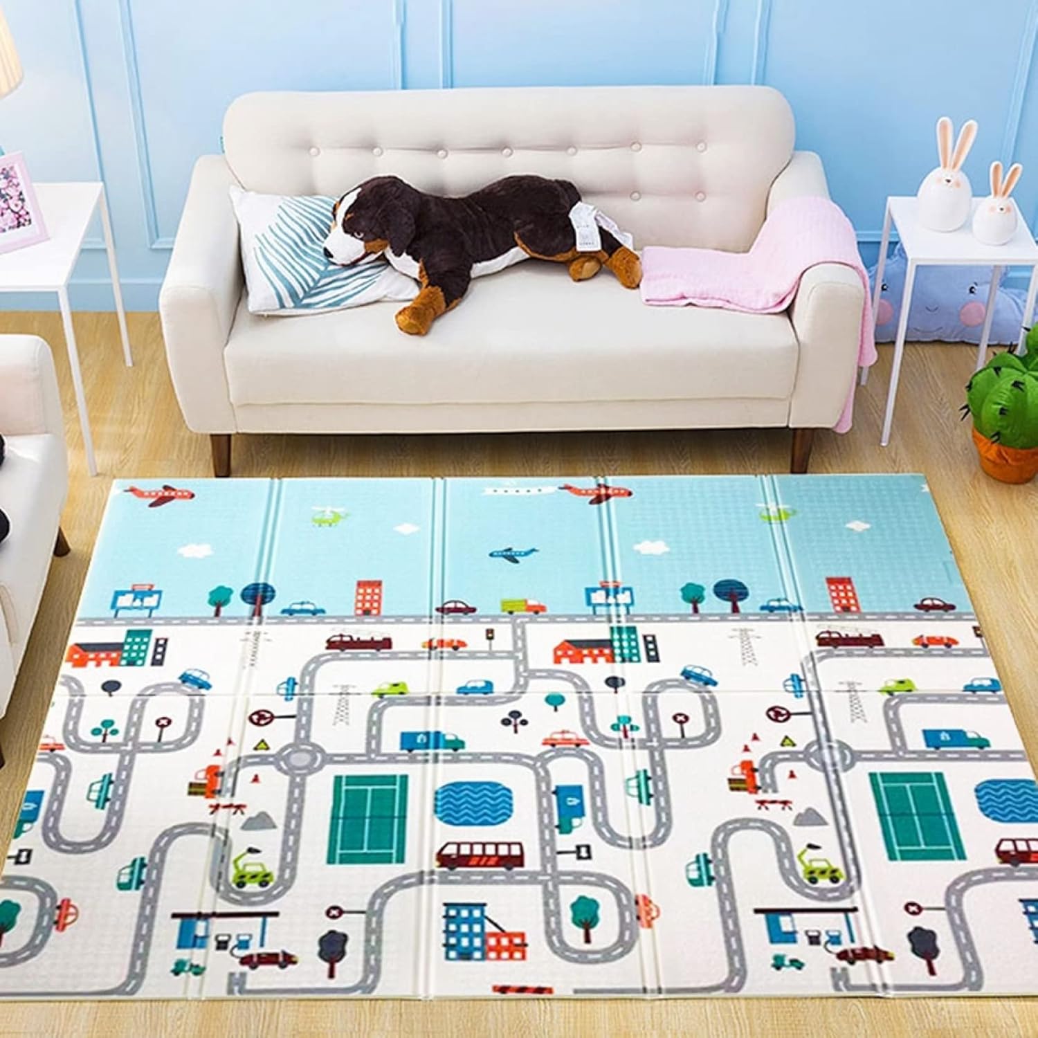 プレイマット 200*180*1cm おしゃれ 清掃簡単 キッズ用プレイマット 折り畳み式 ベビー 花柄 楽しい 衝撃緩和 両面使用可 収納 動物図案 学べる 遊び 可愛い 薄手 厚手 安全 無毒 無