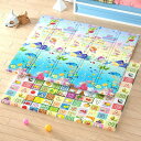 プレイマット 200*180*1cm キッズ用プレイマット プレイマット 折り畳み式 学べる 遊び 可愛い 両面使用可 衝撃緩和 転倒防止 ベビー 薄手 清掃簡...