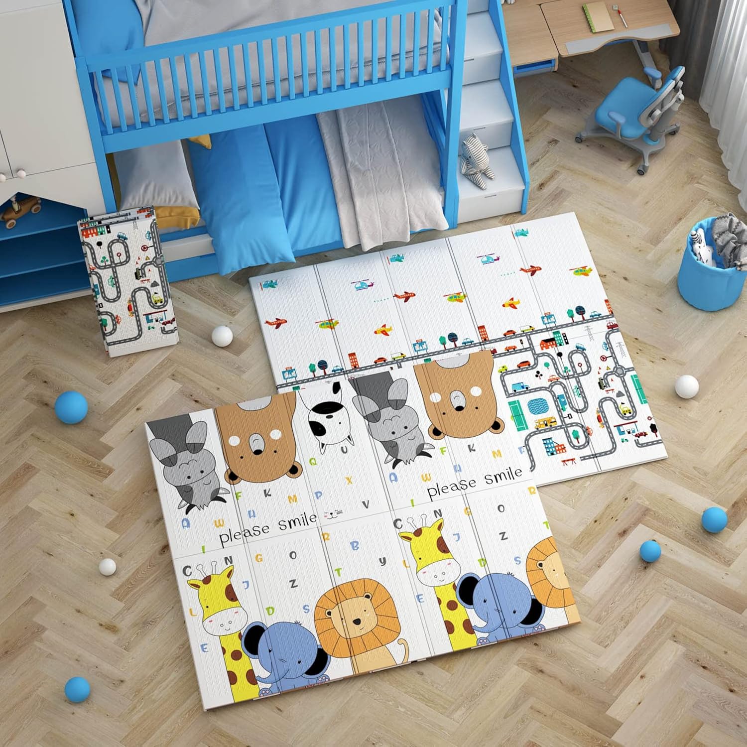 ベビーマット 180*150*1cm おしゃれ ジョイントマット キッズ用プレイマット シンプル 防水 防音 衝撃緩和 両面使用可 赤ちゃん 折り畳み式 安全 無毒 無味 出産祝い ルームマット フロ