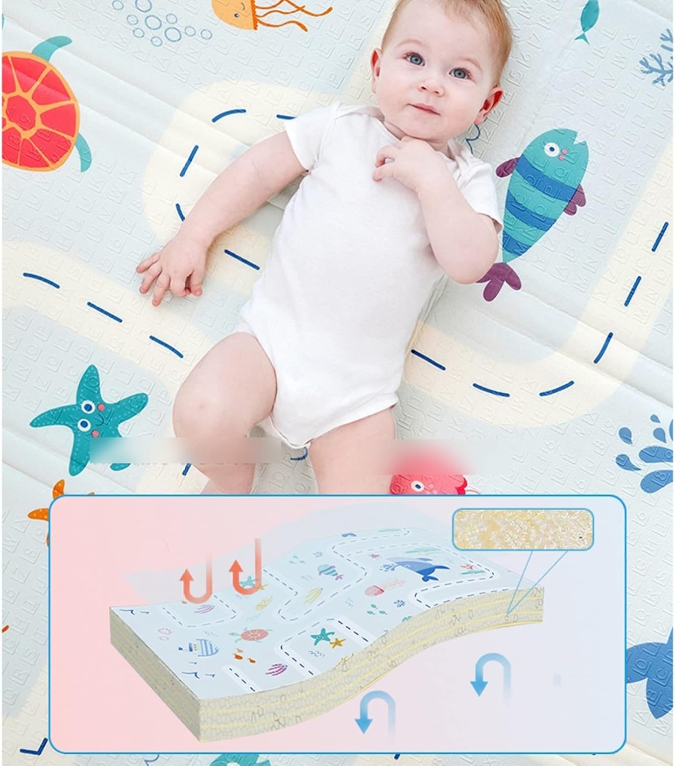 ベビーマット 200*150*2cm 折りたたみ 両面パターン キッズ用プレイマット 学べる 可愛い 薄手 厚手 遊び 動物 転倒防止 収納 清掃簡単 安全 無味 出産祝い ルームマット フロアマット