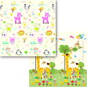 ベビーマット 200*180*2cm キッズ用プレイマット 折りたたみ 可愛い ジョイントマット 子供 薄手 遊びな 学べる 楽しい 厚手 清掃簡単 おしゃれ 両面パターン XPE素材 出産祝い ルー