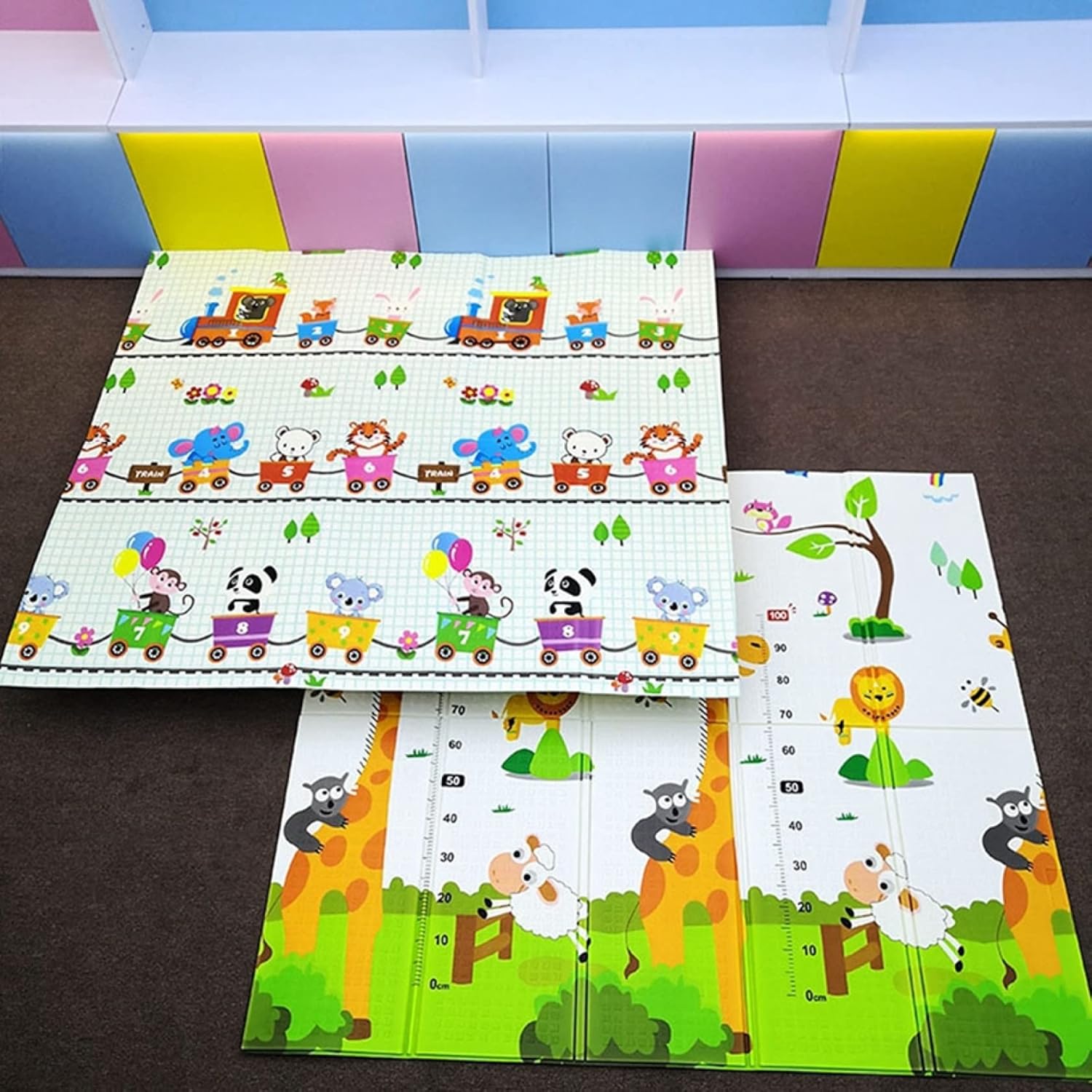 ベビーマット 200*180*1.5cm 折り畳み式 子供 薄手 遊び 学べる キッズ用プレイマット プレイマット おしゃれ 可愛い 清掃簡単 転倒防止 収納 安全 無毒 無味 出産祝い ルームマット