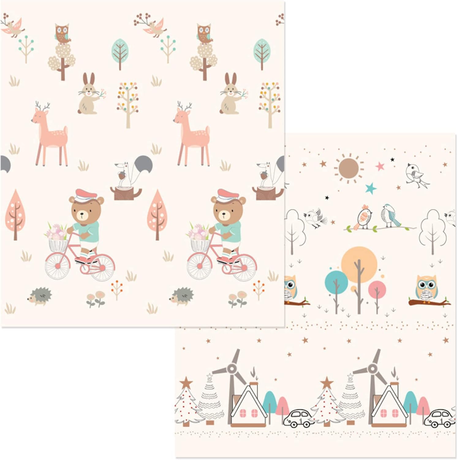 ベビープレイマット 200*180*1.5cm ジョイントマット キッズ用プレイマット 折り畳み式 両面使用可 赤ちゃん シンプル おしゃれ 出産祝い ルームマット 防水 防音 衝撃緩和 安全 無毒