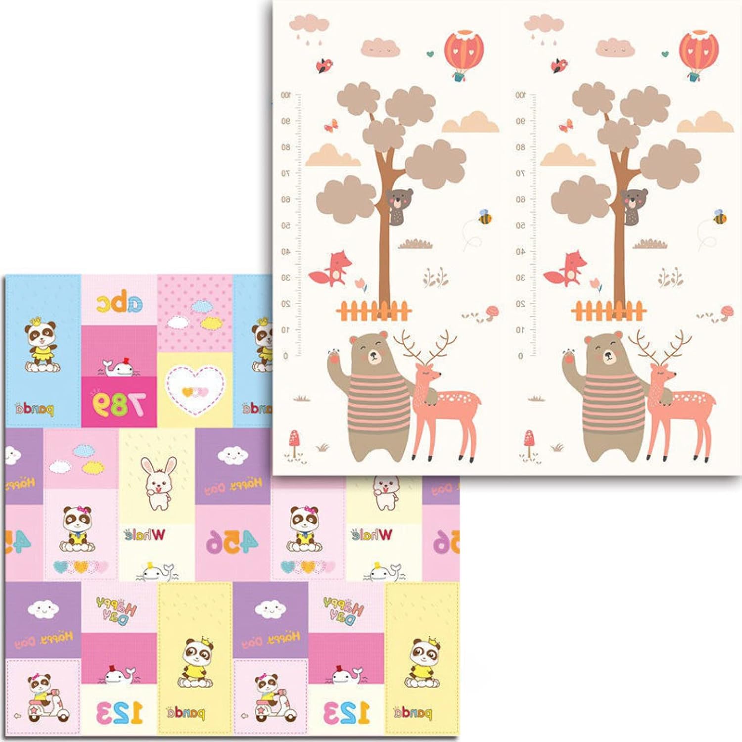 ベビープレイマット 180*200*2cm キッズ用プレイマット 遊び 学べる 楽しい 動物 赤ちゃん 折り畳み式 おしゃれ 可愛い 両面使用可 収納 安全素材 転倒防止 衝撃緩和 出産祝い ルームマ