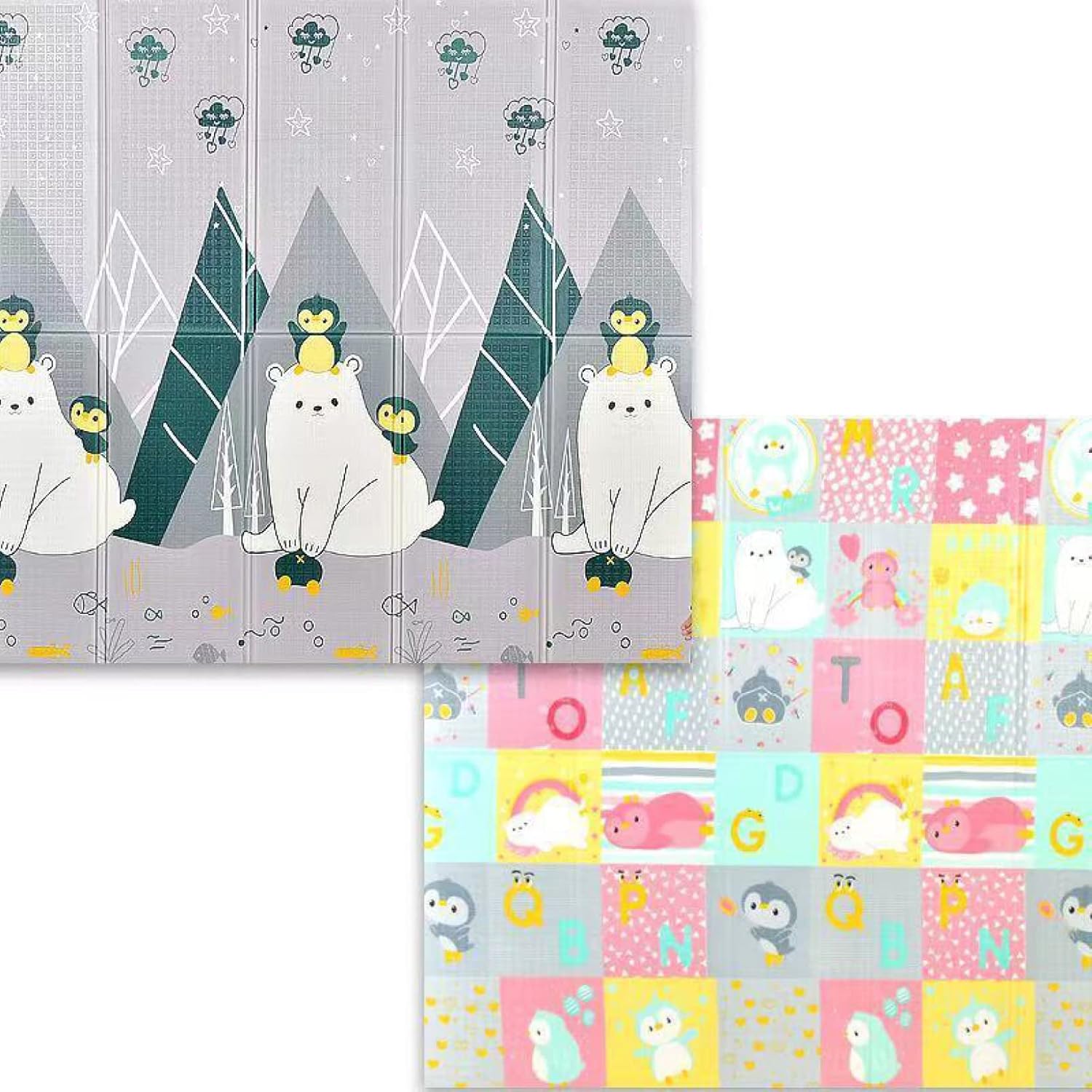 プレイマット 200*180*1cm 折り畳み式 動物園 滑り止め キッズ用プレイマット 安全無味 遊び 学べる 可愛い ベビー 楽しい 両面使用可 収納 衝撃緩和 防水 防音 出産祝い ルームマット