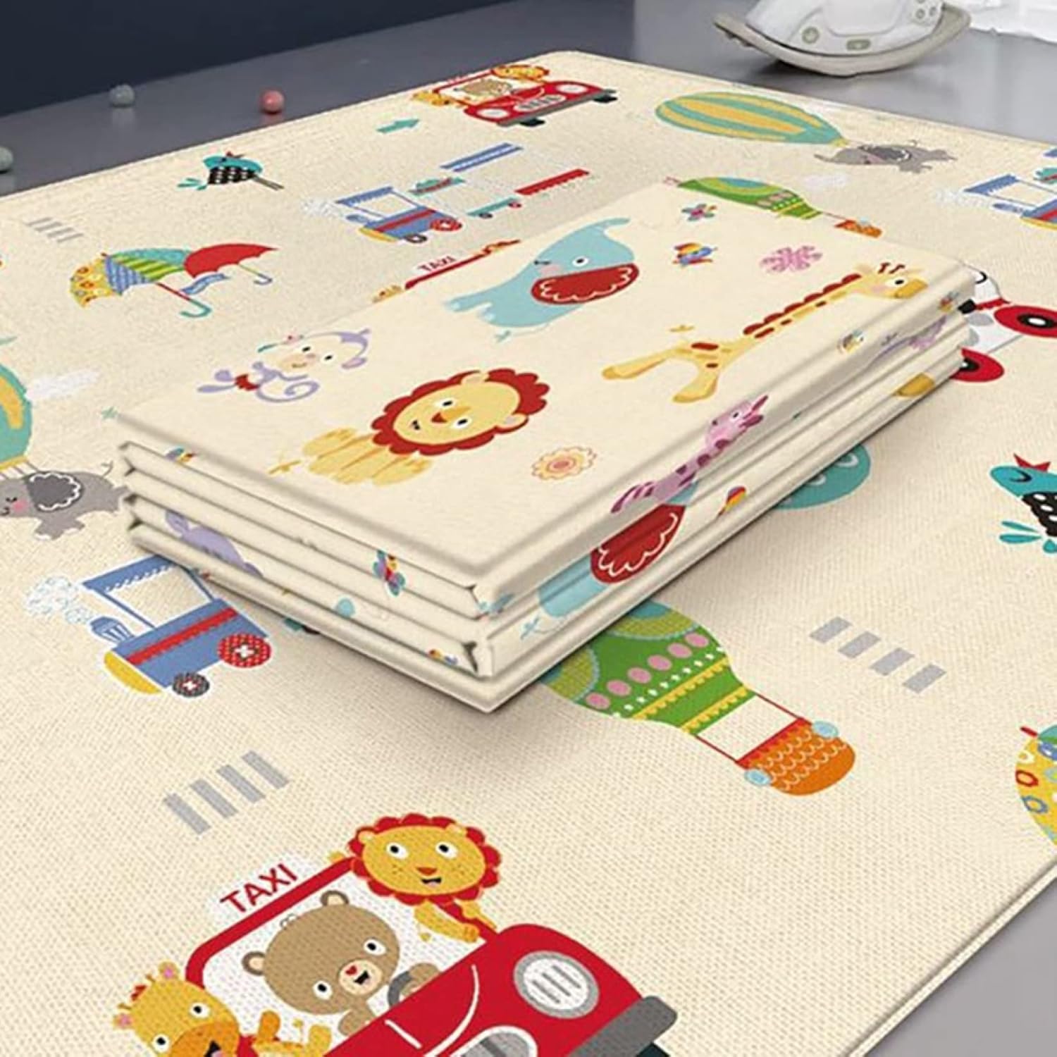 ベビープレイマット 180*100*0.6cm 可愛い 動物 子供 薄手 折りたたみ 両面パターン 安全素材 キッズ用プレイマット おしゃれ 厚手 防水 安全 無毒 無味 出産祝い ルームマット フロ