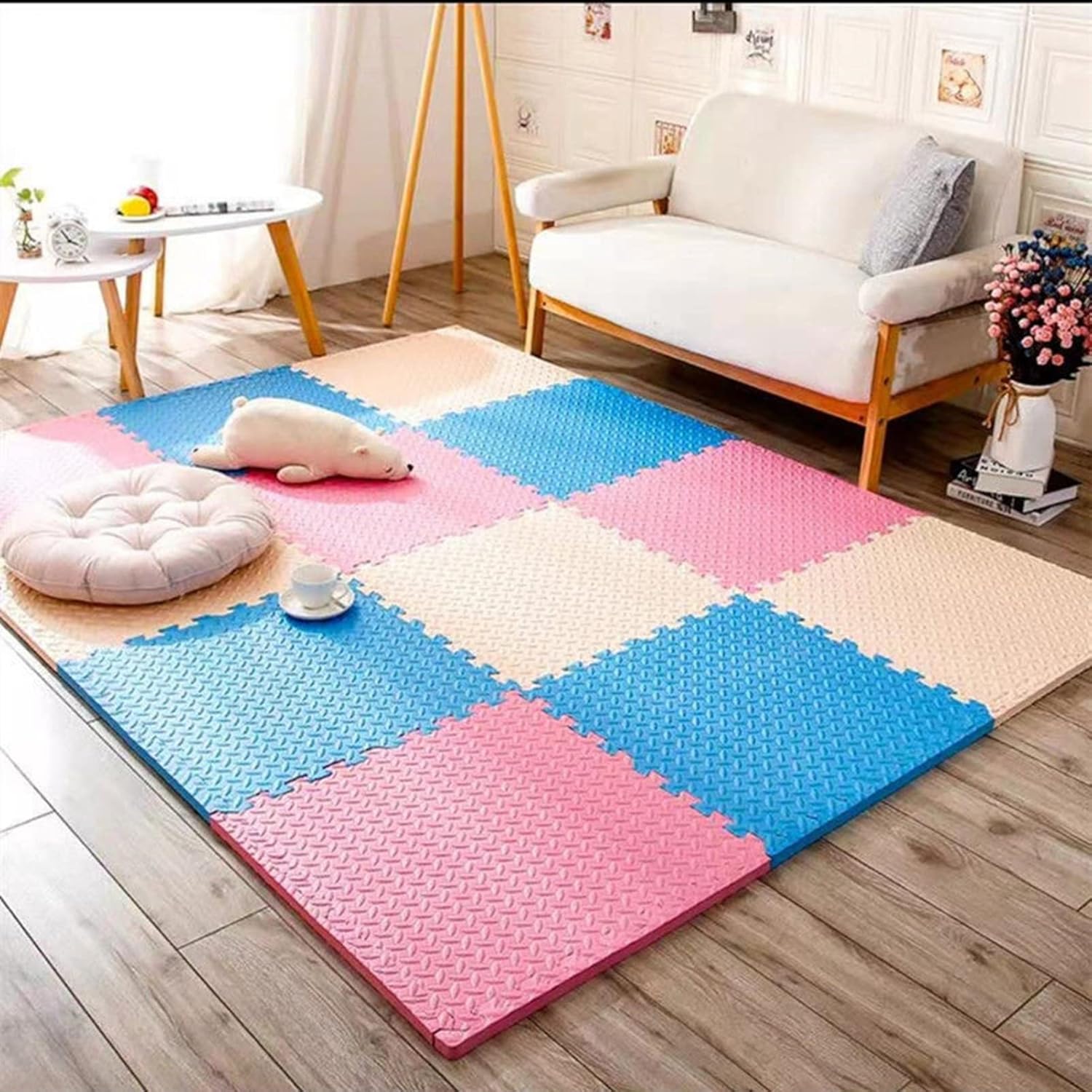 フロアマット ジョイントマット インテリア 厚み1.2cm カラーマット 防音 傷防止 ペット 赤ちゃん 60*60*1.2cm*10枚 ジョイントマット EVA 30cm 60cm 床暖房対応 プレ