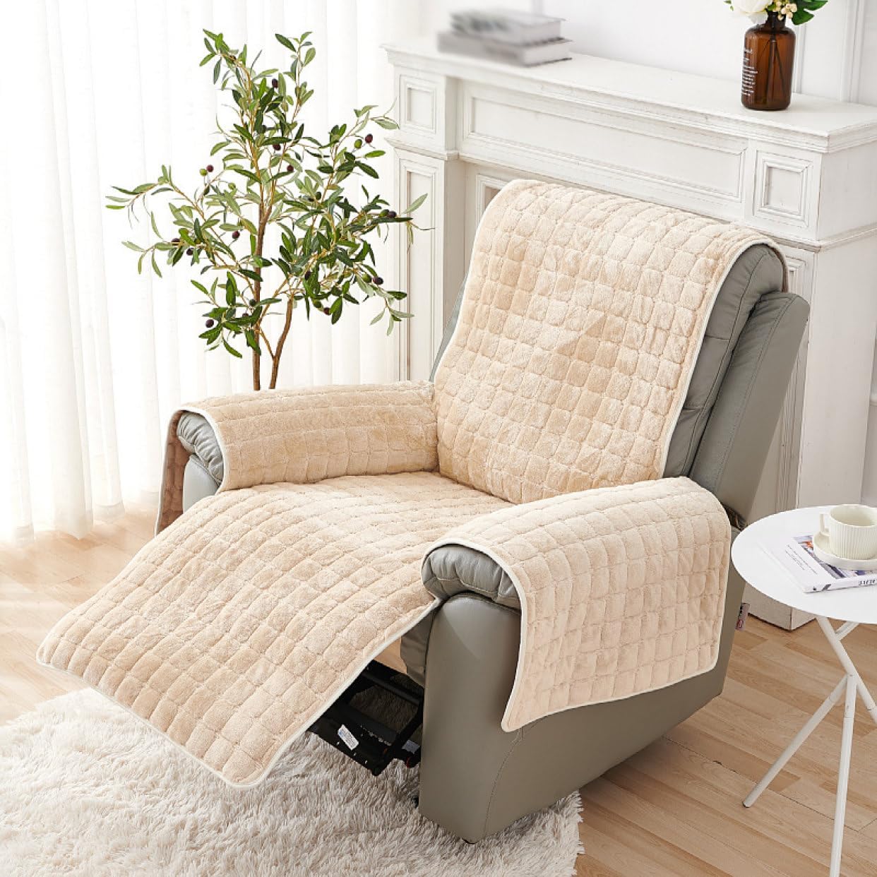 リクライニングチェアカバー 肘付き ソファカバー 1人 リクライニングカバー 北欧 ソファーカバー 1人掛け ソファーシーツ 軽量 シート 肘あり ベージュA ソファー カバー 犬猫対策 ソファシーツ