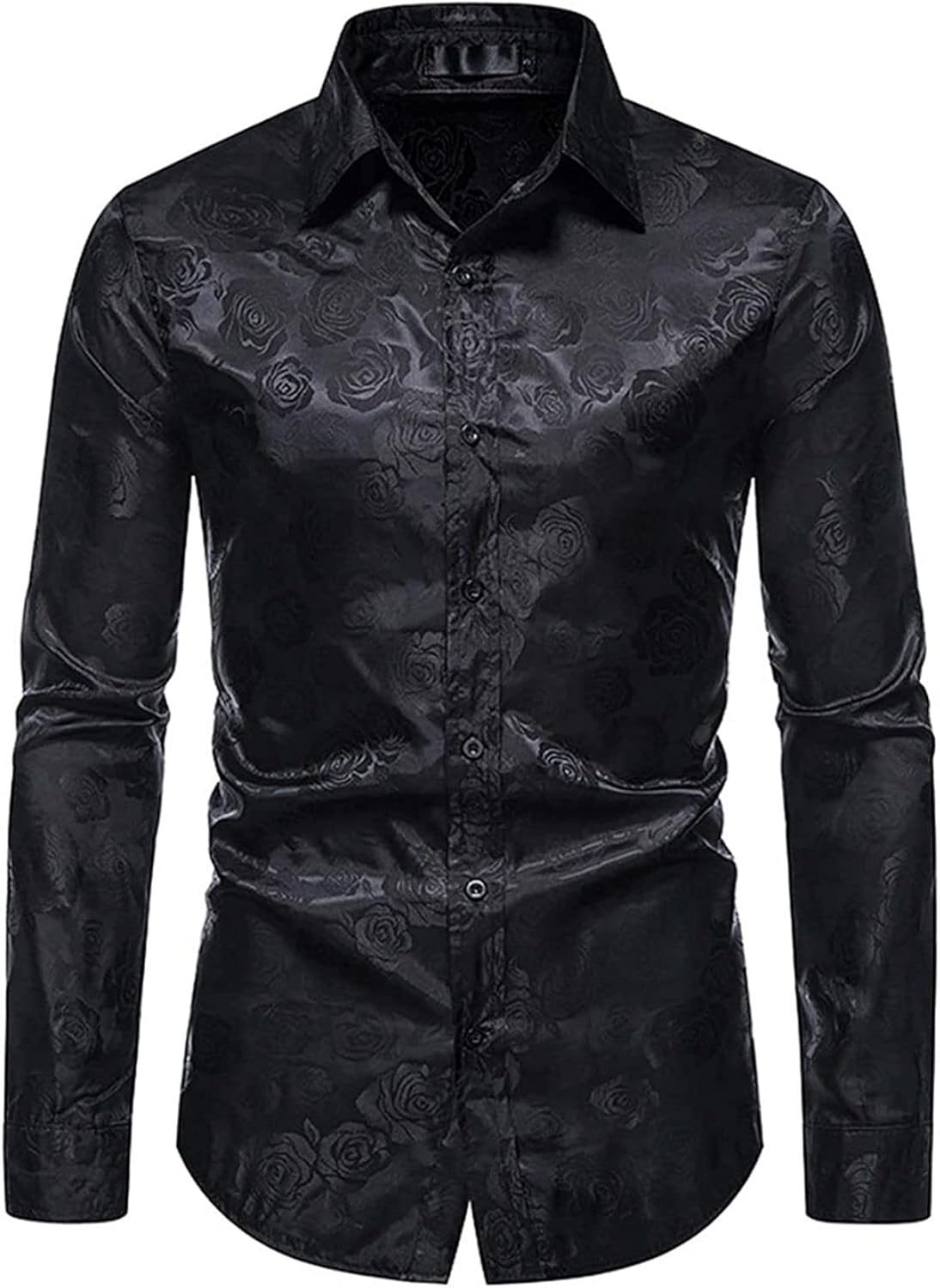 ワイシャツ メンズ カジュアルシャツ 裕福 薔薇 ビジネス 開襟シャツ フォーマル トップス ボタン 紳士..