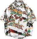アロハシャツ メンズ 半袖シャツ ハワイアンシャツ 和風シャツ ペアルック 夏服 レジャー 開襟 日焼け止め お洒落 通気吸汗 トップス クール ゆったり シャツジャケット 普段着 リゾート 夏祭り