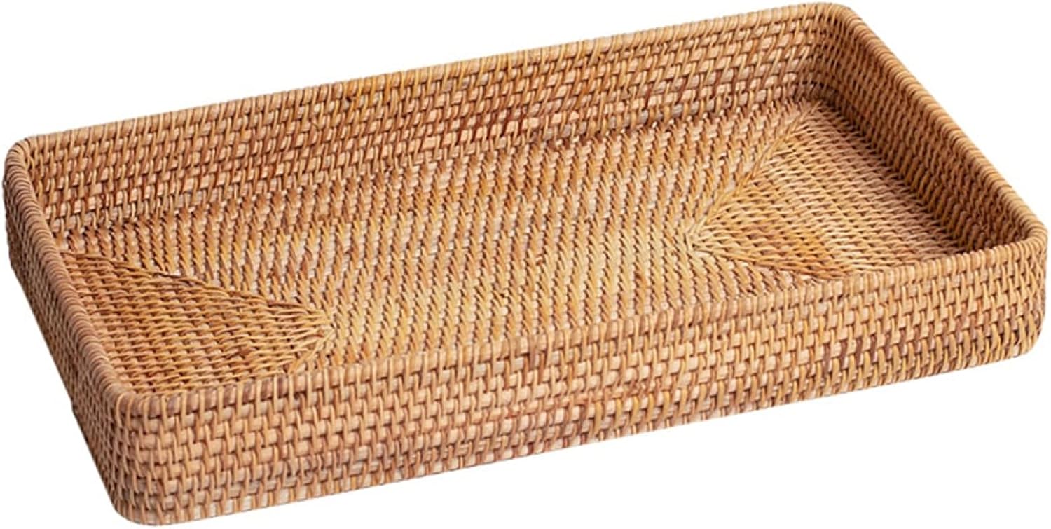 収納かご 藤編み ナチュラル 天然素材 藤バスケット 小物整理 ケース 果物 野菜 雑貨 角形 フルーツバ..
