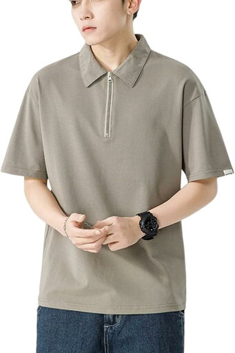 メンズ Tシャツ ポロシャツ 五分袖 シルエット サマー 折り襟 ハーフファスナー 薄手 カジュアル 通勤 通学 運動 ゆったり かっこいい 日系 無地 大きめ メンズ Tシャツ ポロシャツ 五分袖 シルエット サマー 折り襟 ハーフファスナー 薄手 カジュアル 通勤 通学 運動 ゆったり かっこいい 日系 無地 大きめ