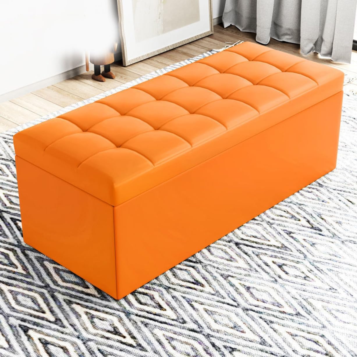 収納スツール オットマン 80*40*40 折りたためる 収納ボックス 椅子 オシャレ かんたん組立 足置き リ..