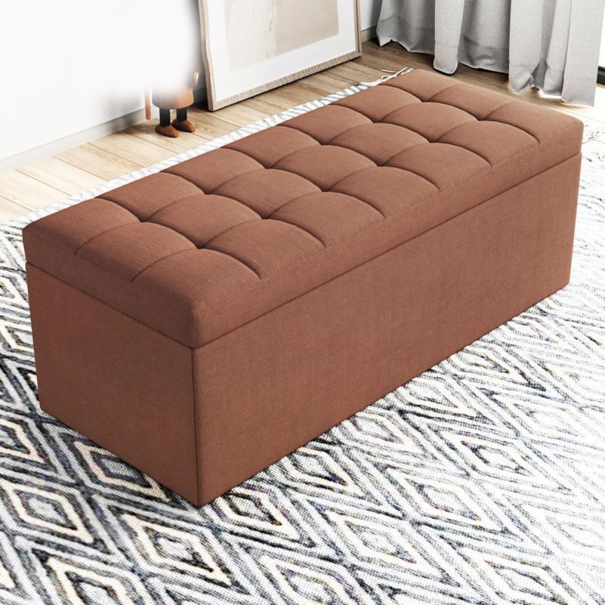 オットマン 収納ベンチ 収納スツール 収納ボックス 折りたたみ式 座れる収納ボックス おもちゃ収納 ブ..