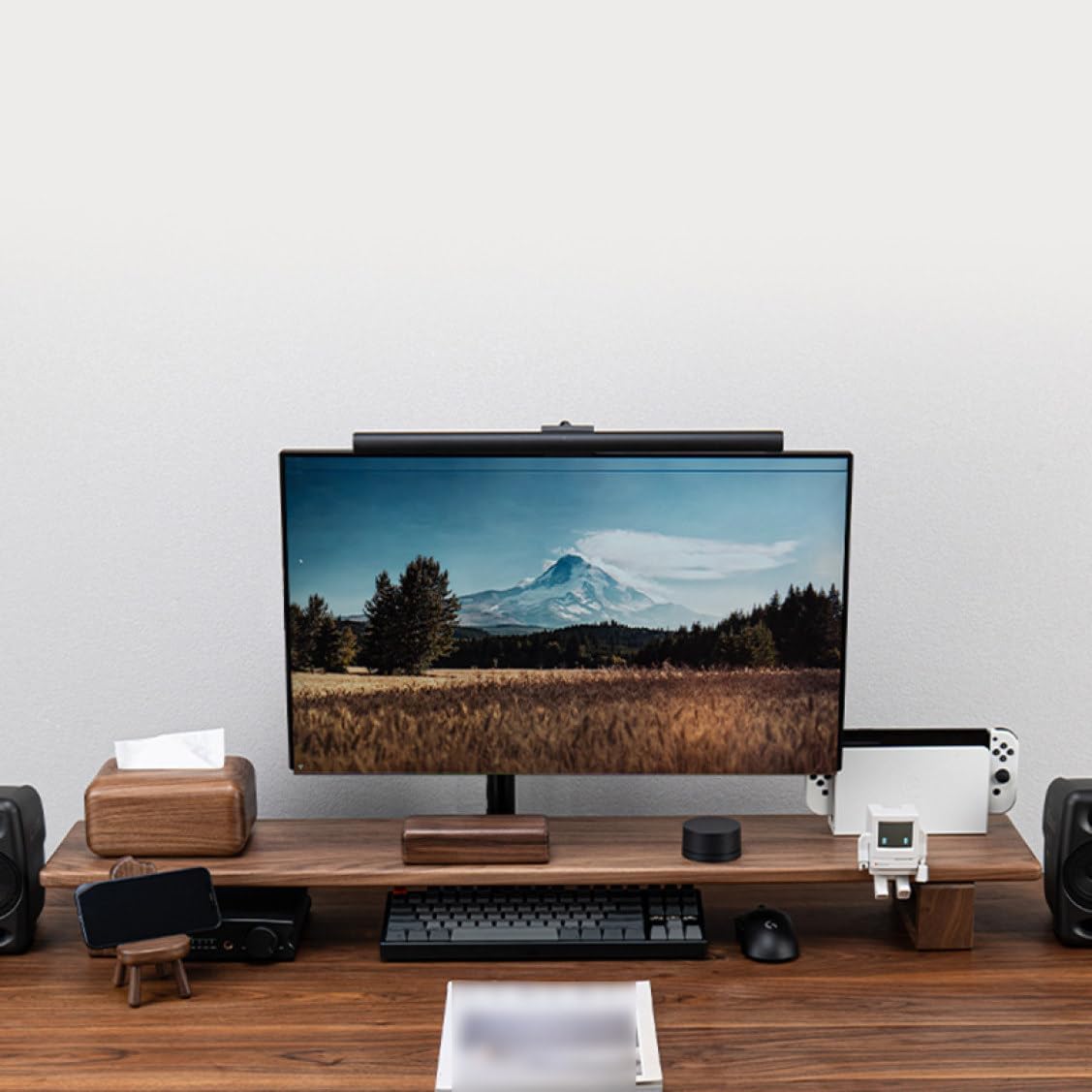 モニター台 机上台 木製 卓上ラック キーボード収納 パソコンスタンド 机上のスペースを有効活用 卓上..