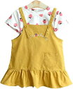 シャツ+サスペンダースカート ガールズ 半袖 いちご柄 カートゥーン かわいい 子供服 上下セット 洋服 2点セット 女の子 人気 ゆったり オシャレ カジュアル 着回し 春着 夏物 普段着 ファッシ