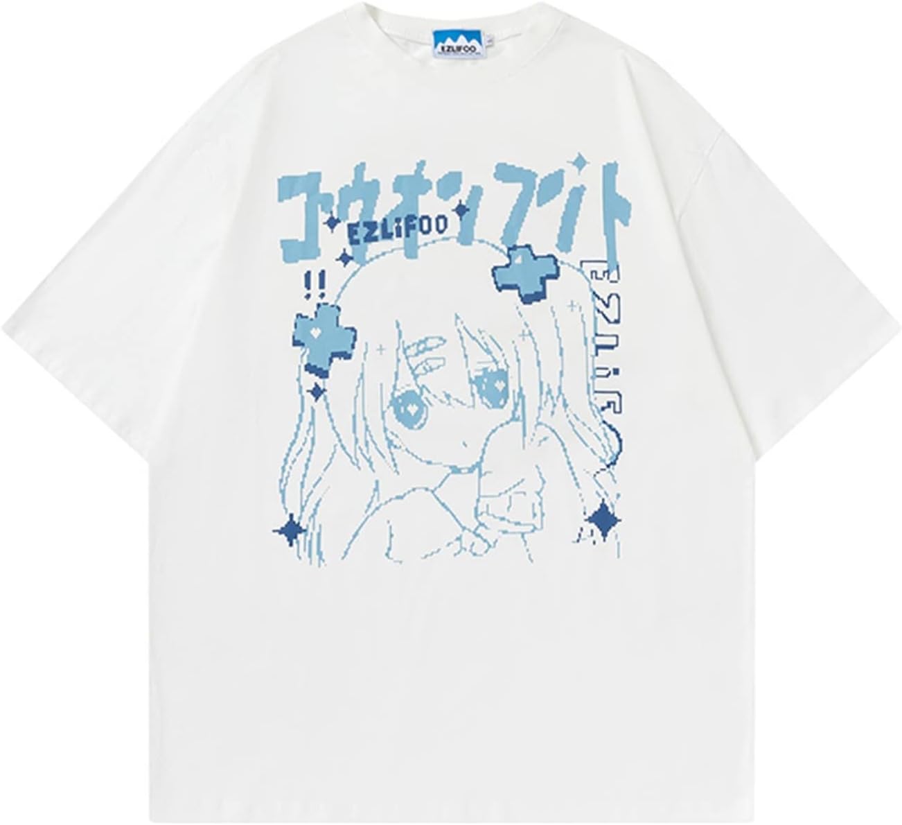 シャツ 半袖 レディース 夏服 薄手 漫画柄 地雷系 かわいい トップス 上着 丸首 アニメ風 カジュアル ..