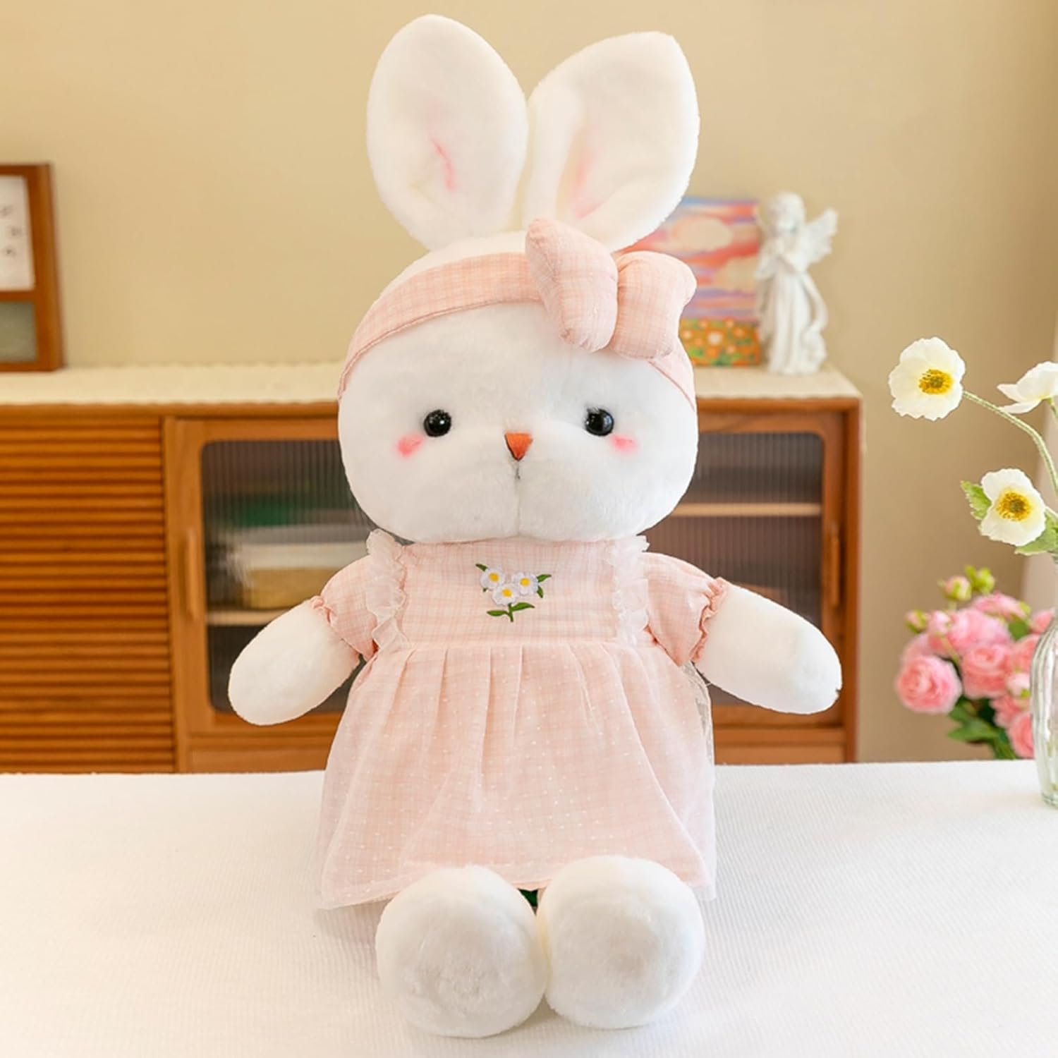 ウサギぬいぐるみ ワンピース兎 ピンク 50cm 縫い包み うさぎ かわいい 大きい 子供 女の子 抱きまくら 添い寝枕 人形 おもしろ お誕生日プレゼント 癒...