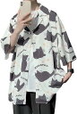 サマーシャツ 半袖シャツ メンズ 猫柄 原宿風 ハンサム アロハシャツ レディース カジュアルシャツ おしゃれ ゆったり 薄手 日焼け止め 柔らか 速乾 通気性 涼しい カップル お祭り 花火大会 ヒ