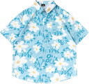 花柄シャツ ブルー 原宿系 英文字 総柄 半袖シャツ カジュアル メンズ レディース 男女兼用 開衿 ゆったり アロハシャツ カーディガン ビーチ ハワイ風 日焼け止め トップス 吸汗速乾 通気性 お