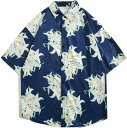アロハシャツ メンズ 派手シャツ 花柄シャツ 半袖 ハワイ風 薄手 涼しい 柔らかい おしゃれ カジュアル ゆったり プリント カッコいい 花火大会 夏祭り 軽量 通気性 形態安定 夏用 学生