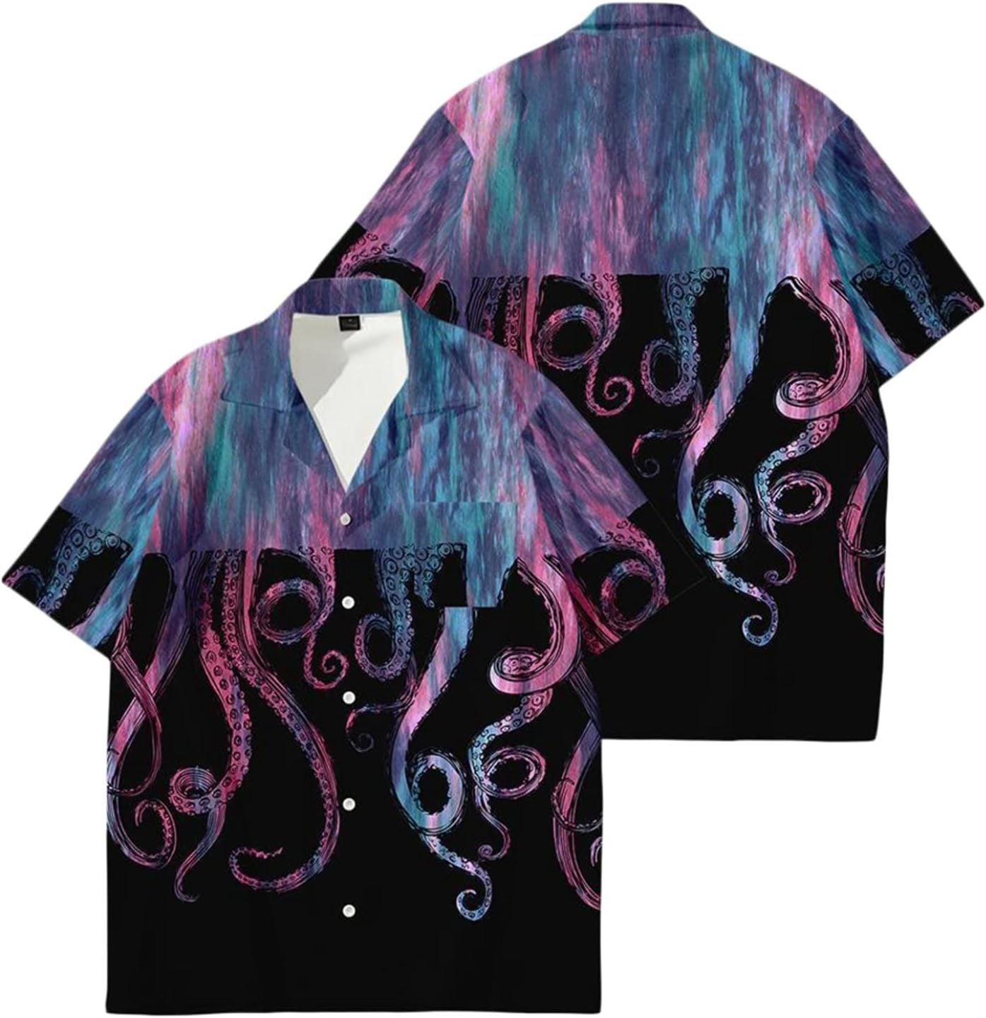 アロハシャツ たこ柄 3Dプリント タコ 章魚 カジュアル メンズ 半袖 トップス 開襟シャツ キューバシャ..
