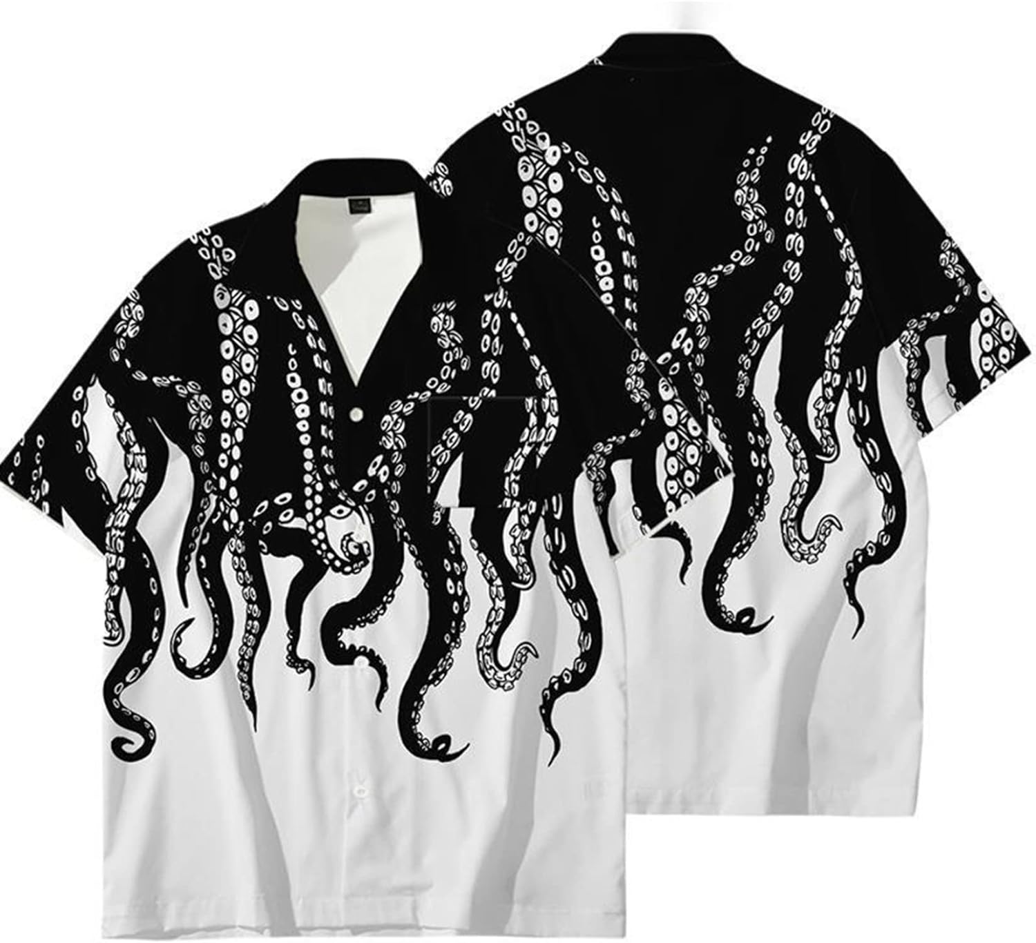 アロハシャツ たこ柄 3Dプリント タコ 章魚 カジュアル メンズ 半袖 トップス 開襟シャツ キューバシャ..