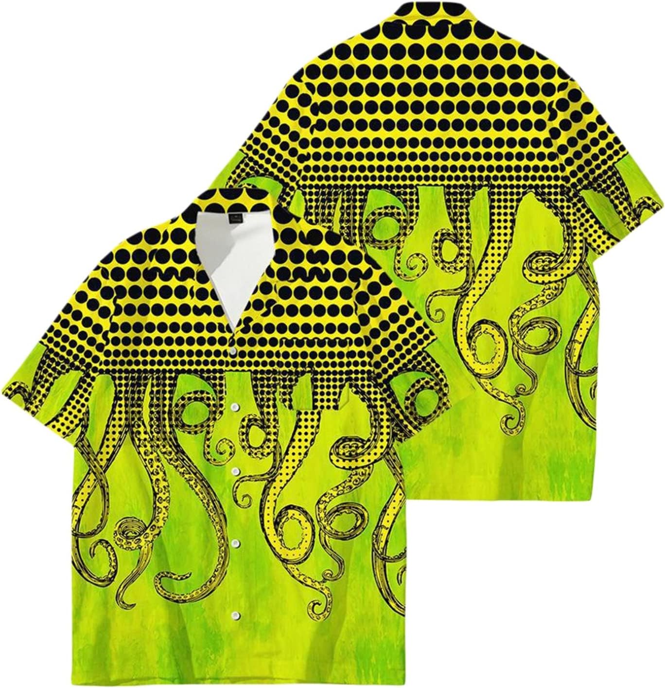 アロハシャツ たこ柄 3Dプリント タコ 章魚 カジュアル メンズ 半袖 トップス 開襟シャツ キューバシャ..