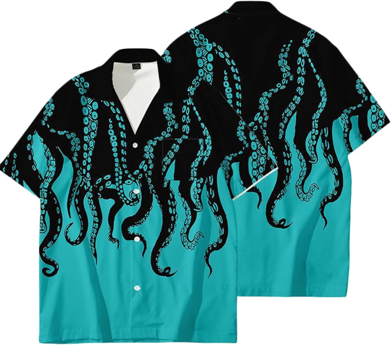 アロハシャツ たこ柄 3Dプリント タコ 章魚 カジュアル メンズ 半袖 トップス 開襟シャツ キューバシャ..