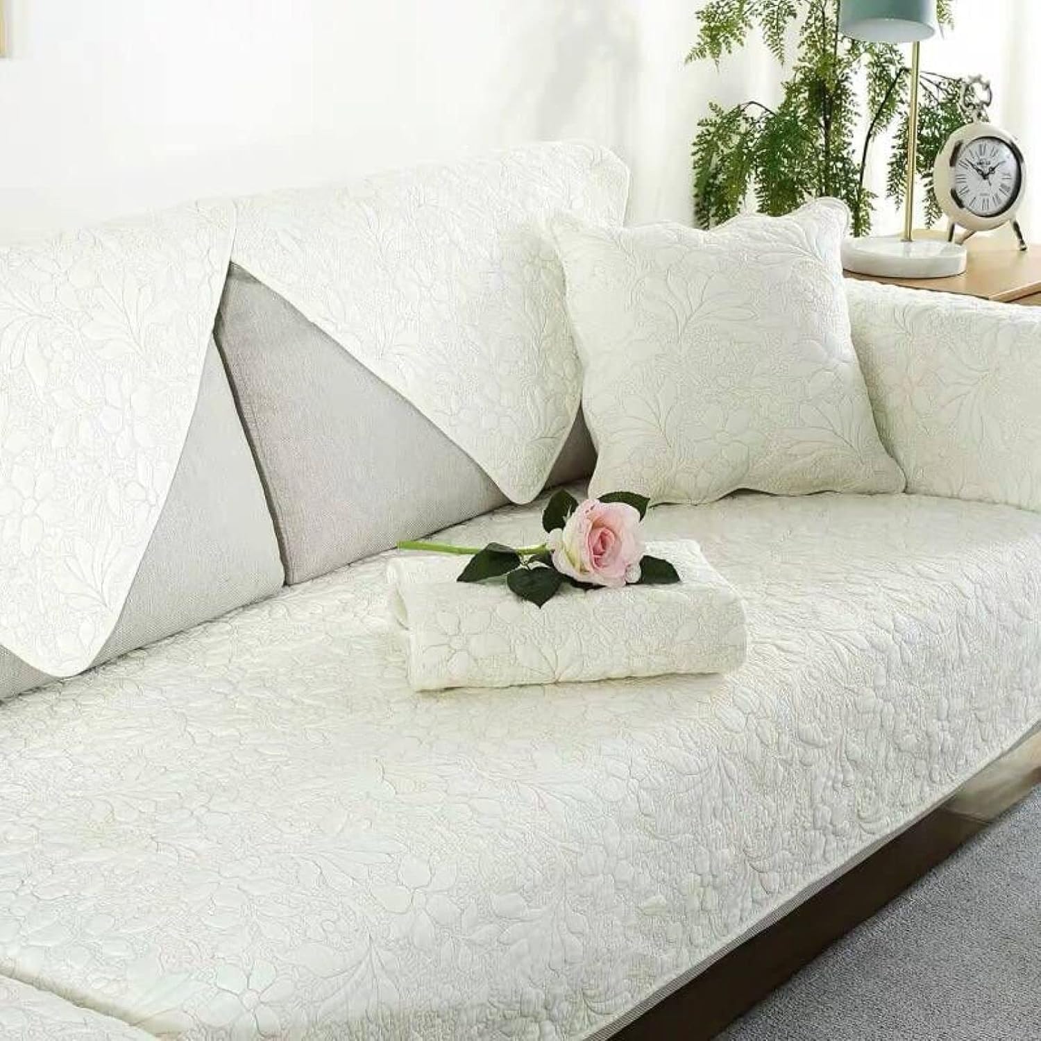 田園風 ソファカバー ソファーシーツ 綿100% カラー 長方形 大きい マルチカバー 両面使える おしゃれ ..