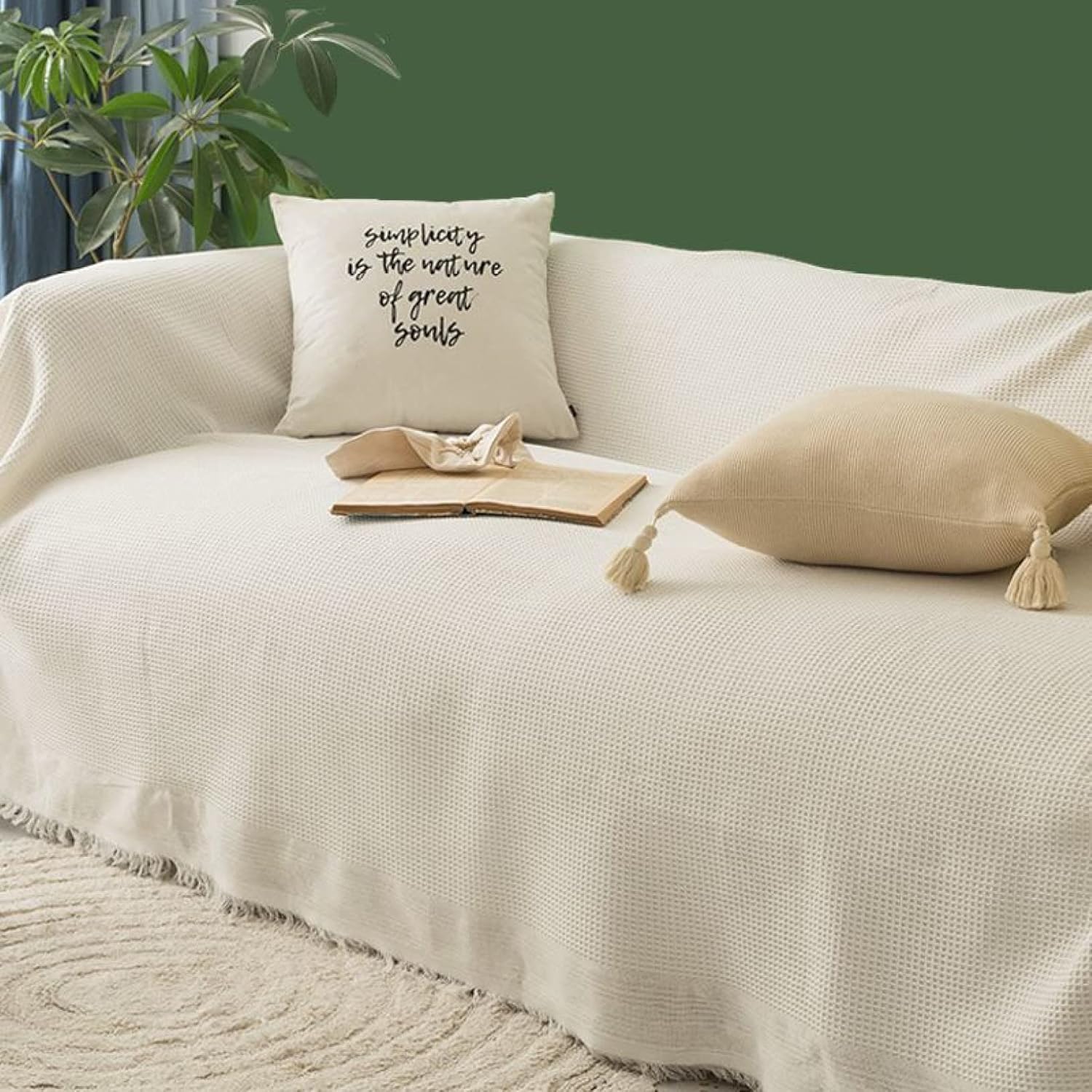 マルチカバー ソファー ソファカバー フリンジ ソファー ブランケット 綿麻 長方形 肩掛け 180*230 四季適用 肘付き カウチカバー フリンジ付きブランケット 爪とぎ防止 汚れ防止 テーブルク