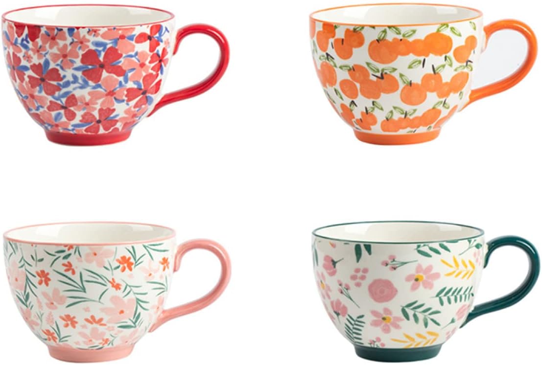 マグカップ マグ デザイン09 陶器製 エレガント ロマンチック 田園風 絵柄 ローズ 450ml 薔薇柄 花柄 葉 ボタニカル 花柄 母の日 お返し ギフト 敬老の日 普段使い コーヒーカップ アフ