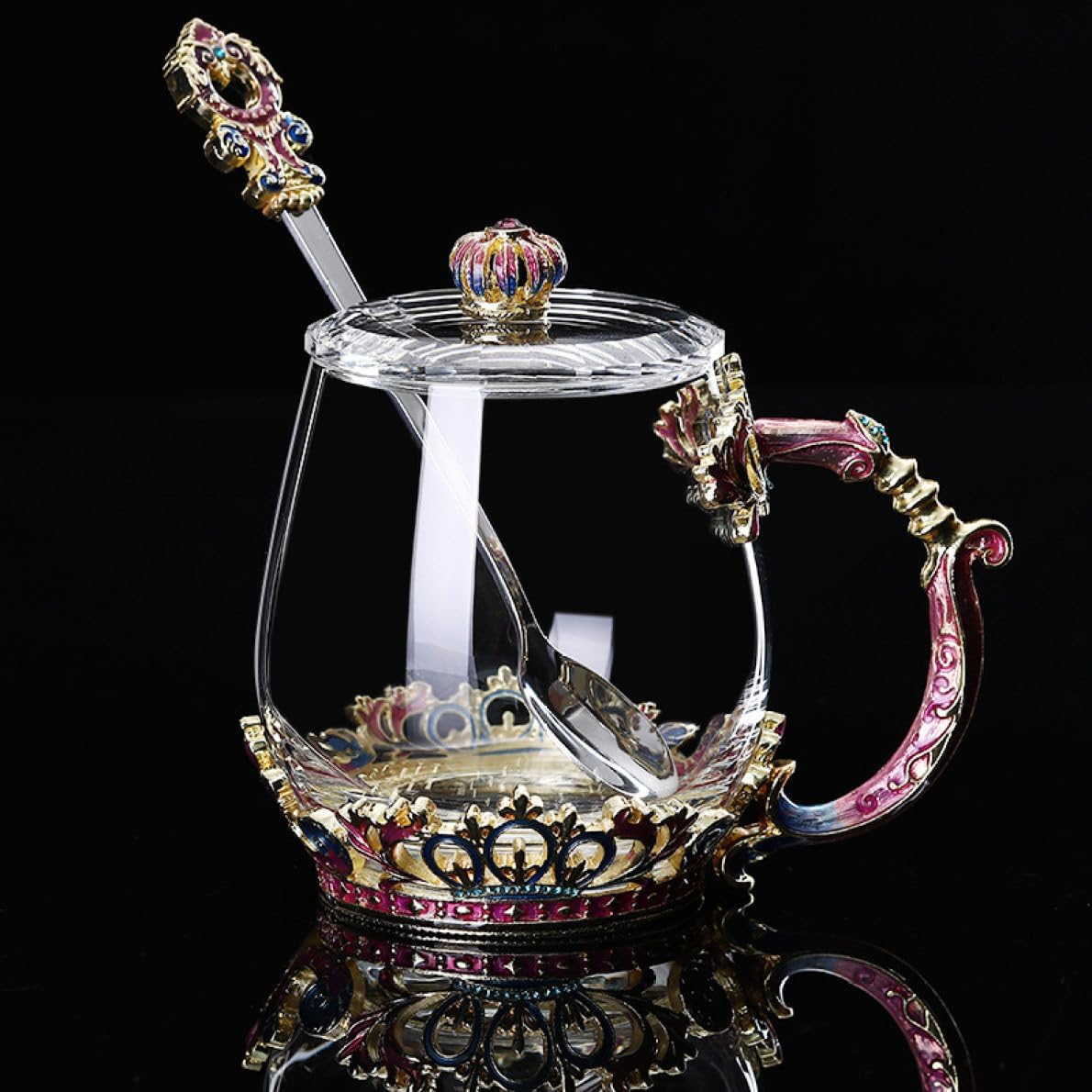 ガラス マグカップ set1 大きめ 北欧 おしゃれ カップ マグ コーヒーカップ シンプル かわいい 蓋付き ..