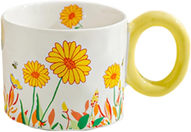 マグカップ おしゃれ コーヒーマグ 600ml マグ 珈琲マグ カップ シンプル カフェ風 フラワー柄 実用的 ..