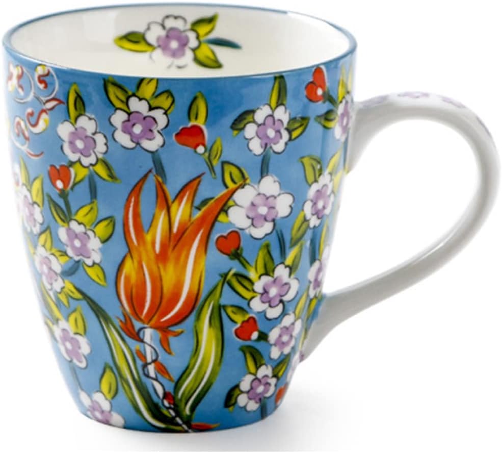 カップ マグカップ おしゃれ ティー コーヒー 兼用 デザイン02 550ml 鮮やかな色 植物 花のパターンデ..