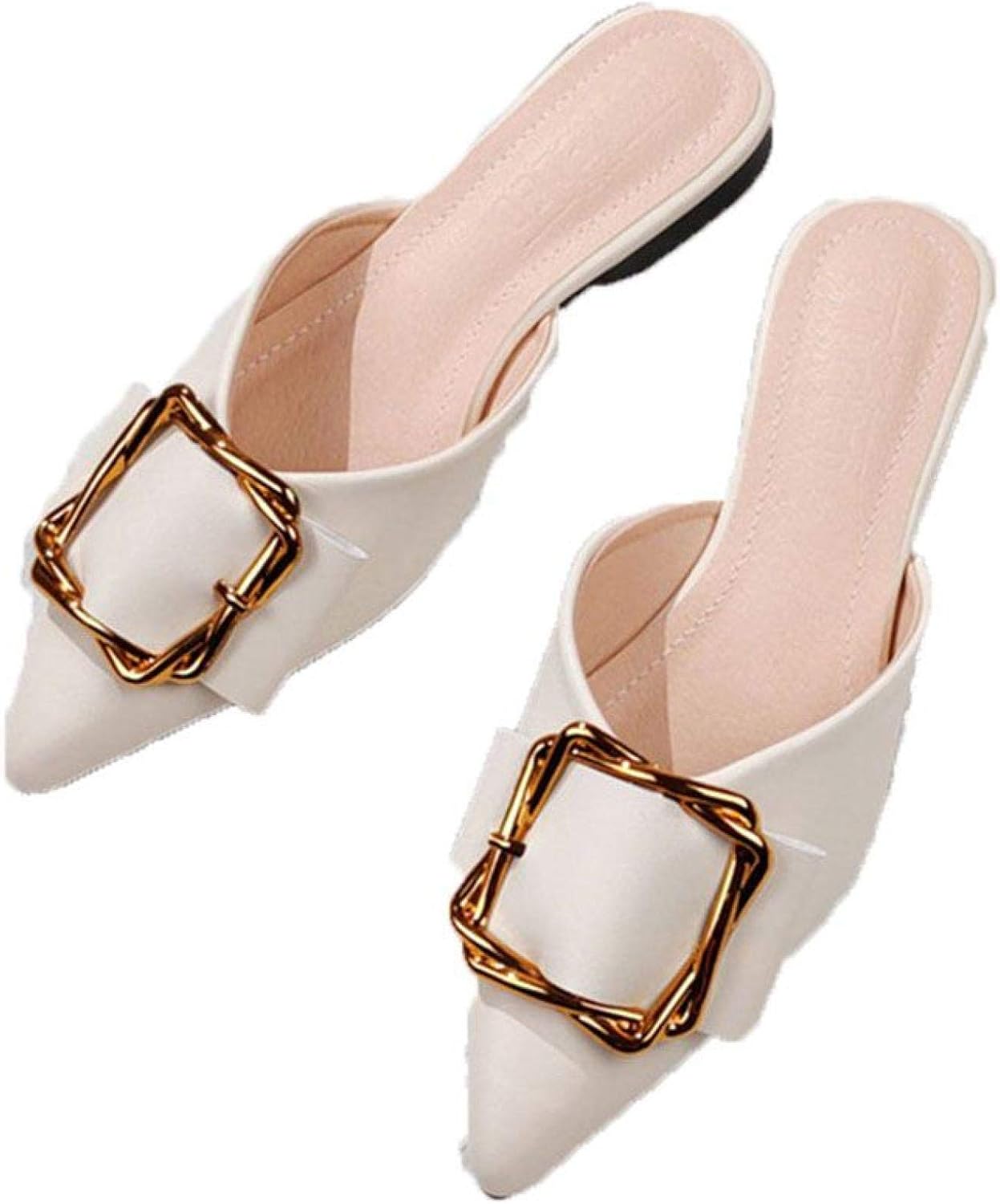 ミュール パンプス ポインテッドトゥ レディース スリッパ チャンキーヒール 大きいサイズ 美脚 フラット バックル リボン キレイめ vカット 痛くない 脱げない ローヒール パーティ キャバ サボ