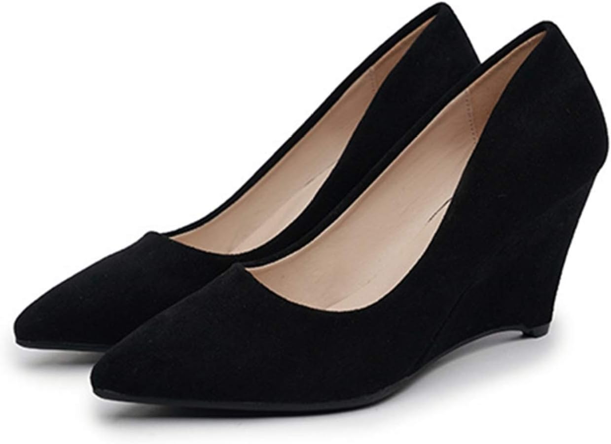 パンプス 痛くない 7cmウエッジソール ポインテッドトゥ レディース 白 大きいサイズ 脱げない ポインテッド ウェッジソール 靴 歩きやすい ミドルヒール 秋冬 ウエッジヒール