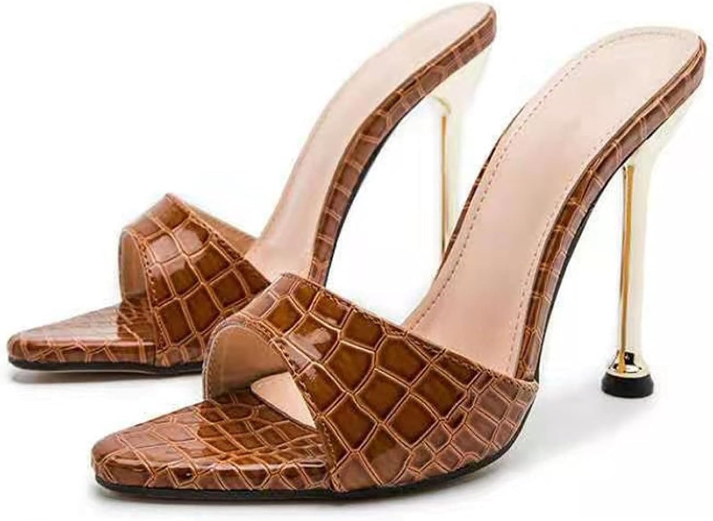 ピンヒールサンダル レディース パイソン 10センチヒール レディースサンダル レディースミュール 美脚 パンプス ハイヒール ミュール サンダル カジュアル お洒落 上品 大人 サボ ミュール スリ