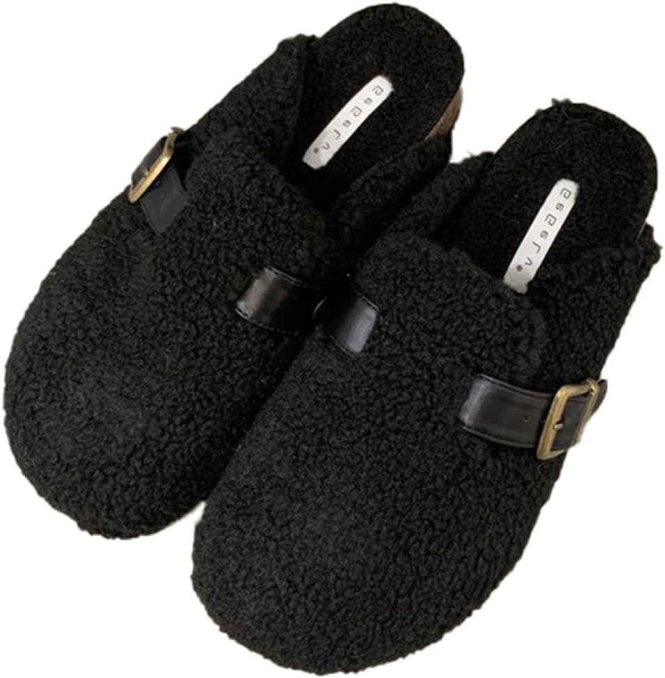 ラウンドトゥ ミュール レディース ベルト ローヒール ファー付き 春秋冬 可愛い ファー ファーミュール 美脚 外履き お洒落 日常履き お呼ばれ 外履き バブーシュ スリッパサンダル ふわふわ 歩