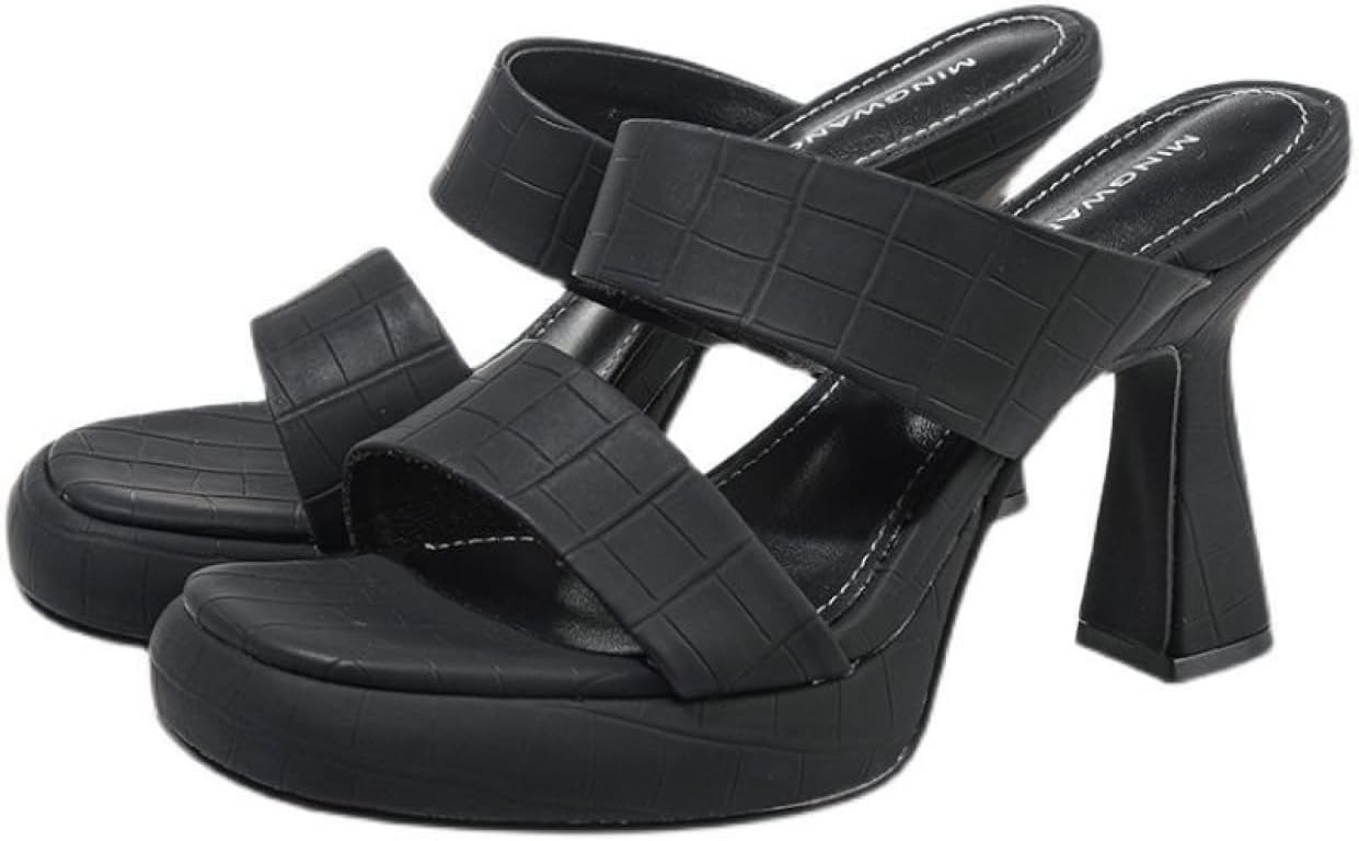 ミュール サンダル チャンキーヒール オープントゥ レディース ハイヒール サンダル 太ヒール ピンヒール 婦人 ブラック 黒 スリッパ パンプス ジッパー おしゃれ サボミュール 厚底 軽量 歩きや