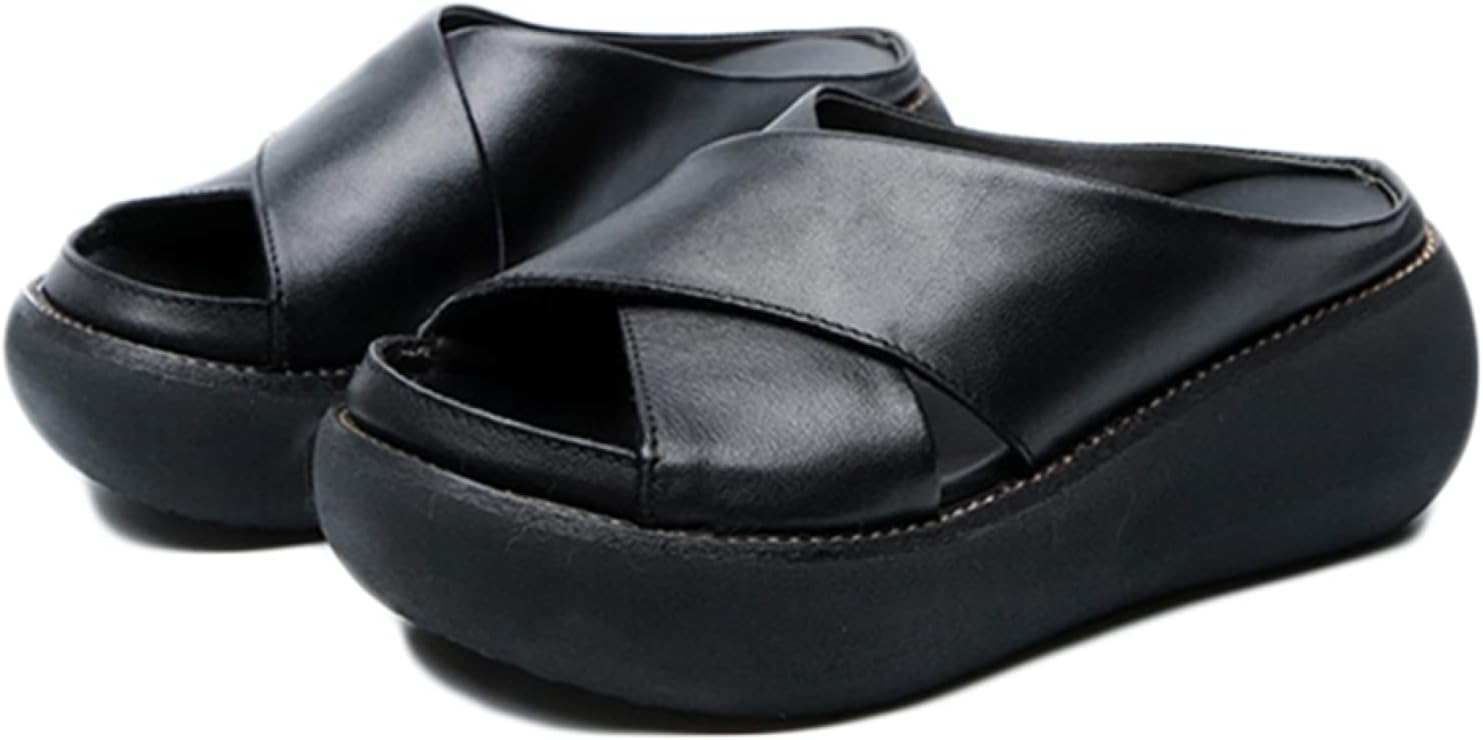 レディース シンプル ミュール オープントゥ 厚底 サンダル 疲れない ウェッジ ミュール サンダル ヒール レトロ クッション性 カジュアル デイリー トレンド 春夏 ストーム 美脚サンダル 通勤