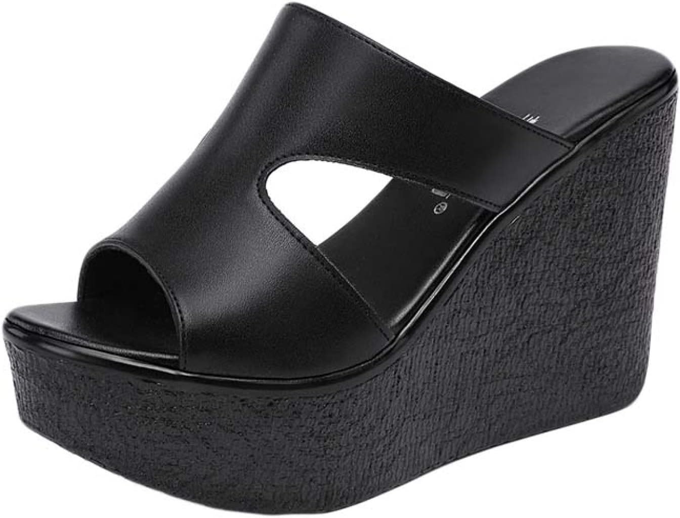 サンダル レディース ウエッジ 11cmヒール ミュール 厚底 サンダル ウェッジソール おしゃれ 歩きやすい 厚底サンダル プラットフォーム 前厚 大きいサイズミュール サンダル 黒 オープントゥ