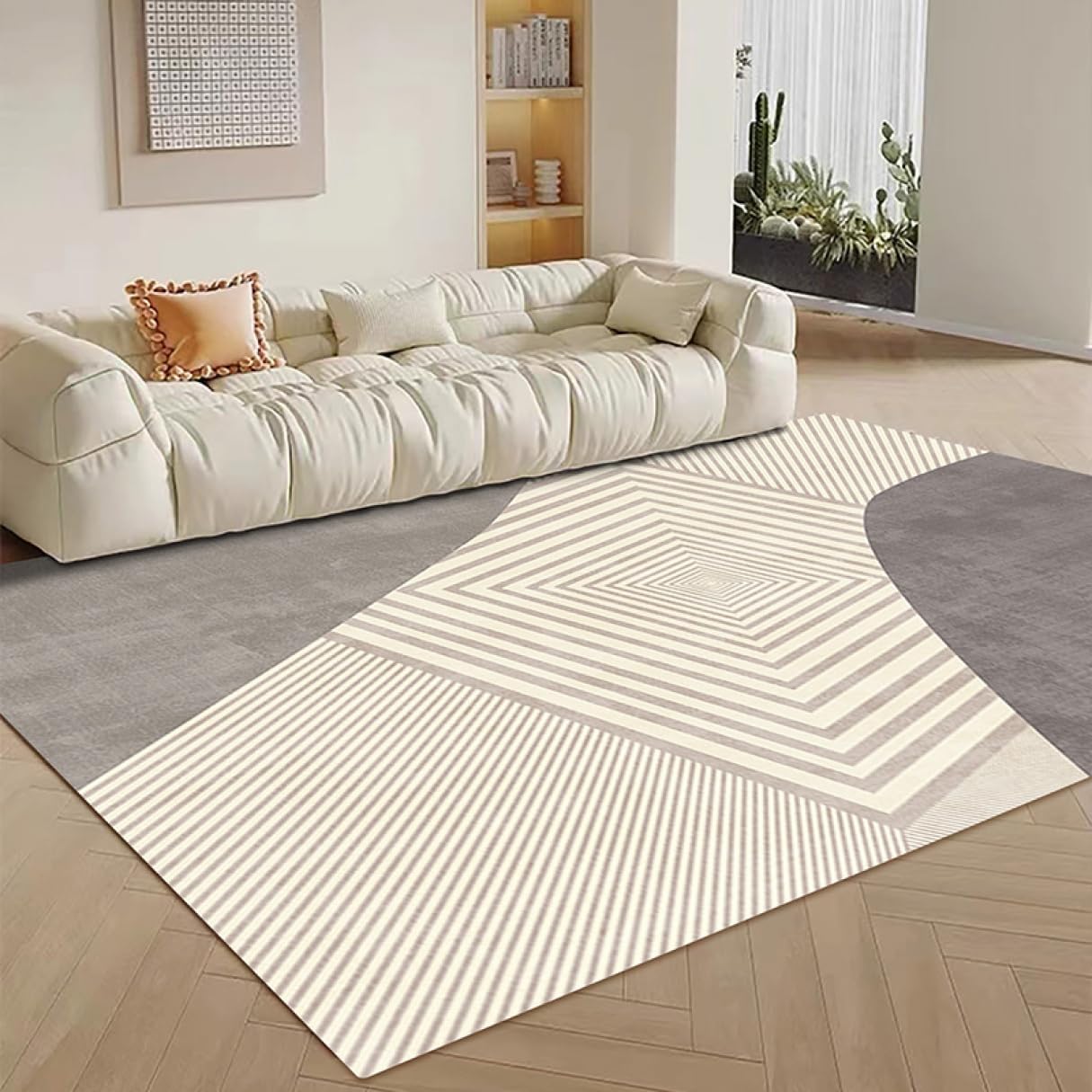 7.5帖用（261 cm×440 cm） - ラグマット 北欧 幾何学 柄 ラグ リビングラグマット 和風 カラー01 通気性 おしゃれ 室内 洗える すべり止め 北欧風 ナチュラル モダン 夏 洋室 遮音 屋内 かわいい 120*160CM 玄