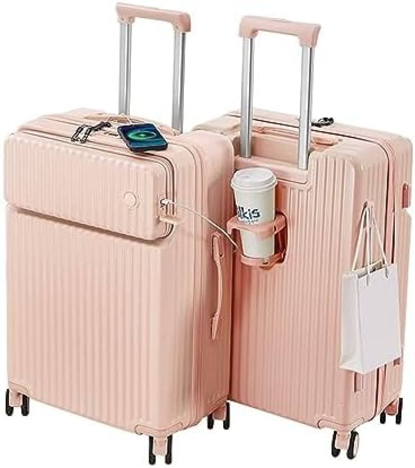 楽天Libre777スーツケース 前開き キャリーケース usbポート付き カップホルダー付き キャリーバッグ フロントオープン トランク 機内持ち込み 超軽量 静音 耐衝撃 360度回転 ビジネス 旅行 出張 三段階調